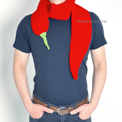 Red Chili Pepper Scarf - Fruit & Vegetable Scarf (DIGITAL PATTERN)