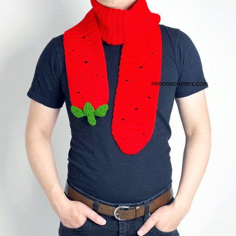 Strawberry Scarf - Fruit & Vegetable Scarf (DIGITAL PATTERN)