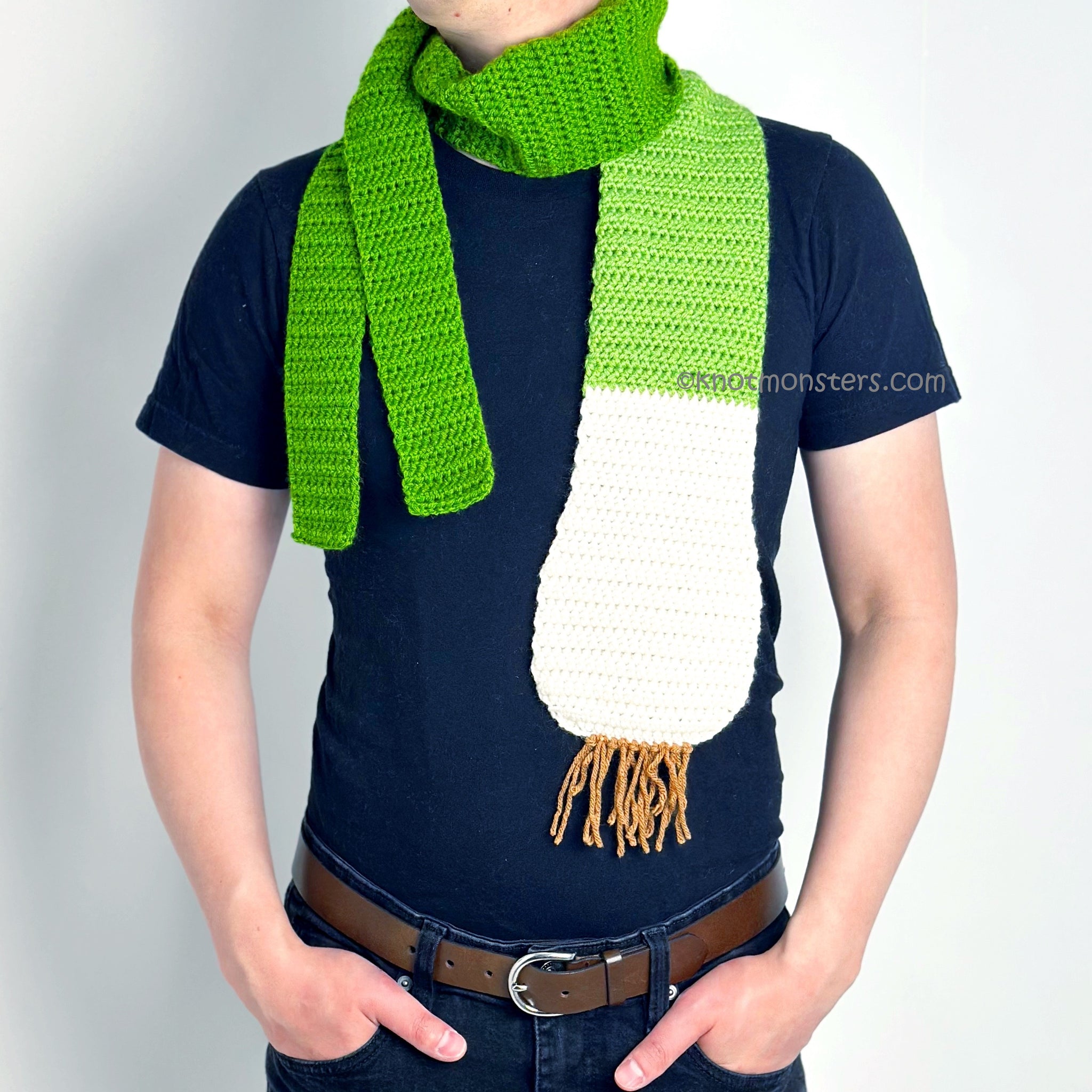 Green Onion Scallion Scarf - Fruit & Vegetable Scarf (DIGITAL PATTERN)